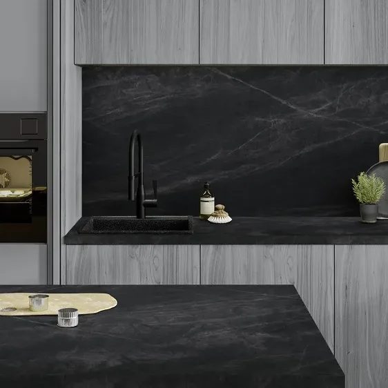 Prima dark grey marble effect laminate worktop